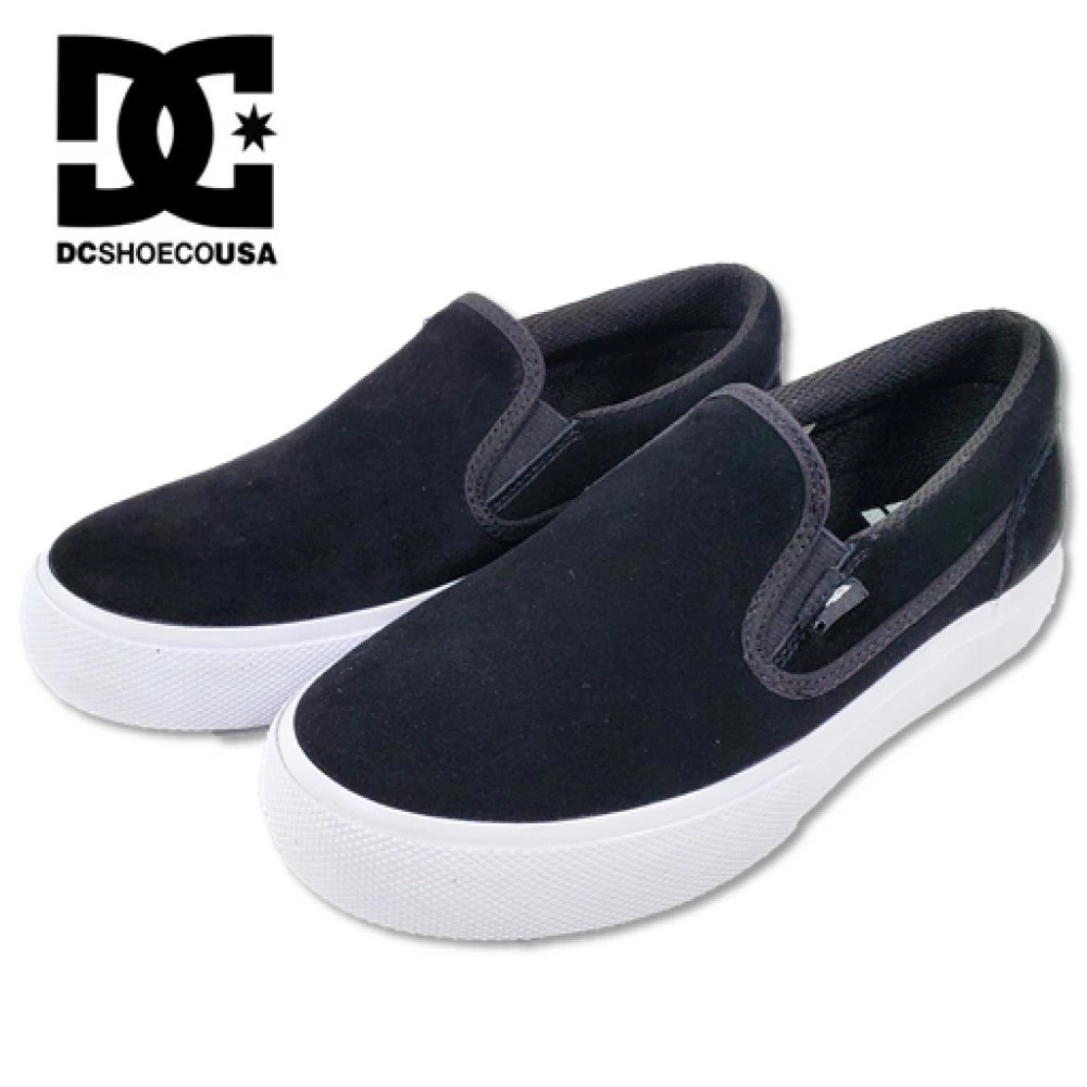 DC SHOES スニーカー Ks MANUAL SLIP-ON SD レディース スエード ブラック ストリート系ファッション 23.0cm/24.0cm DK221007