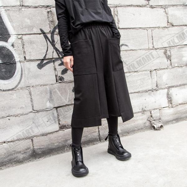 秋冬新作 パンツ ガウチョパンツ ボトムス 七分丈 レディース ズボン 黒 大人 女子 無地 旅行 個性的 かっこいい