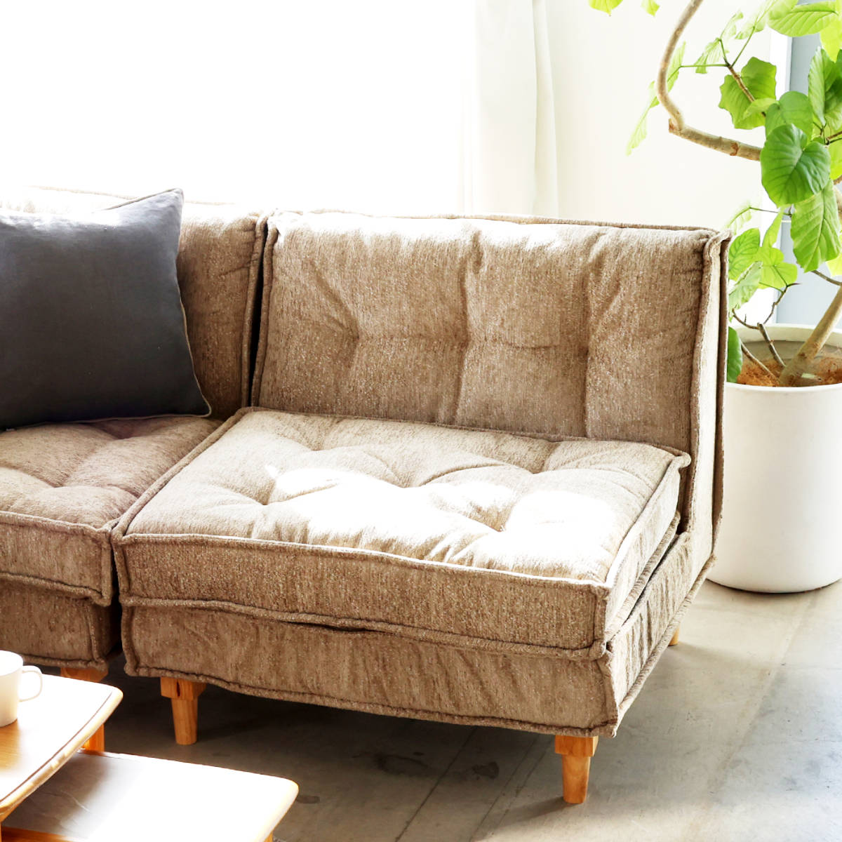 ソファ 1人掛け 幅81cm 組み合わせ Block Herit ソファー リビングソファ 脚付き ファブリック 座面 ゆったり 広い アレンジ 快適 疲れにくい 脚 取り外し ローソファ