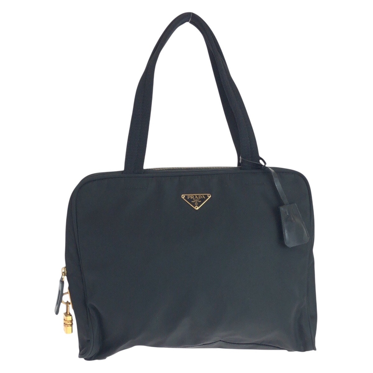 美品 テスート 三角ロゴプレート ブラック 黒 ゴールド金具 ナイロン トートバッグ ショルダーバッグ レディース 501732