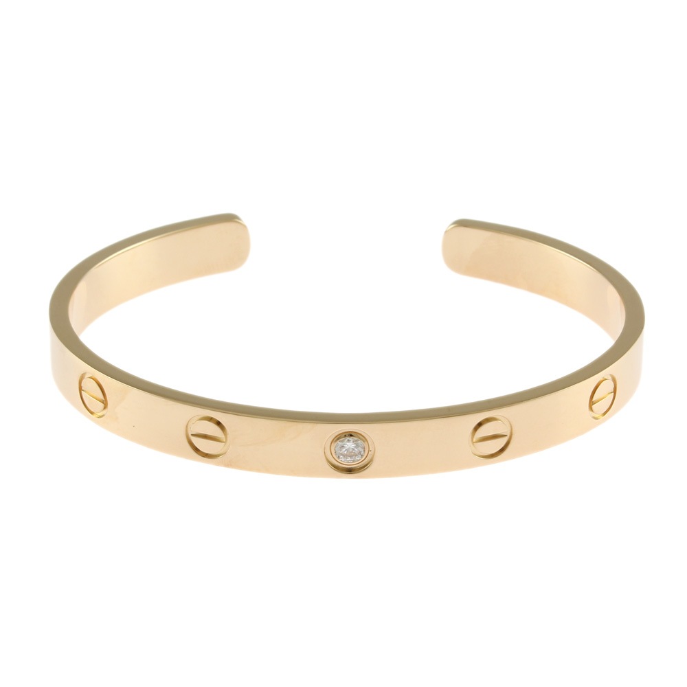 カルティエ ラブ オープン バングル 18金 K18イエローゴールド ダイヤモンド CARTIER 中古 美品