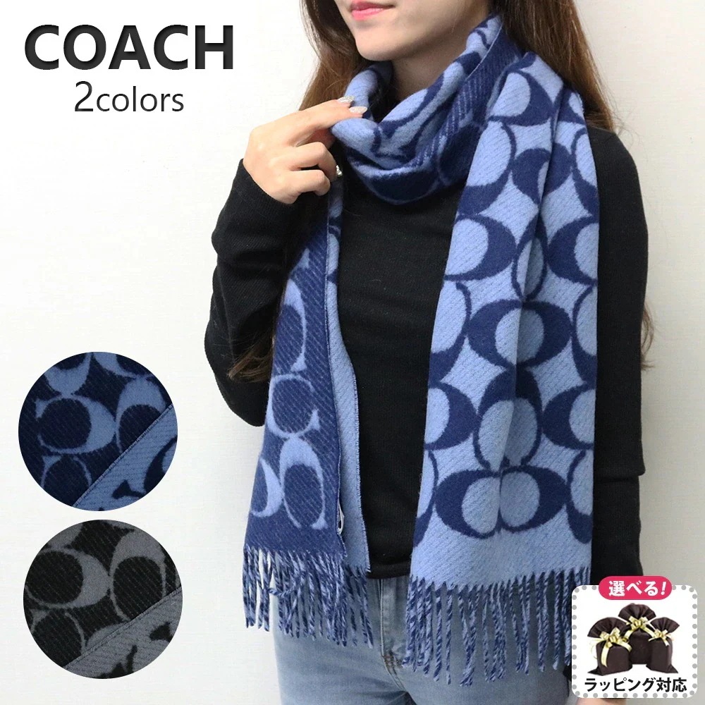 スカーフ ストール メンズ レディース TWILL SIGNATURE C MUFFLER COWC540671 ブラック ディープブルー 誕生日 プレゼント クリスマス バレンタイン 並行輸入品