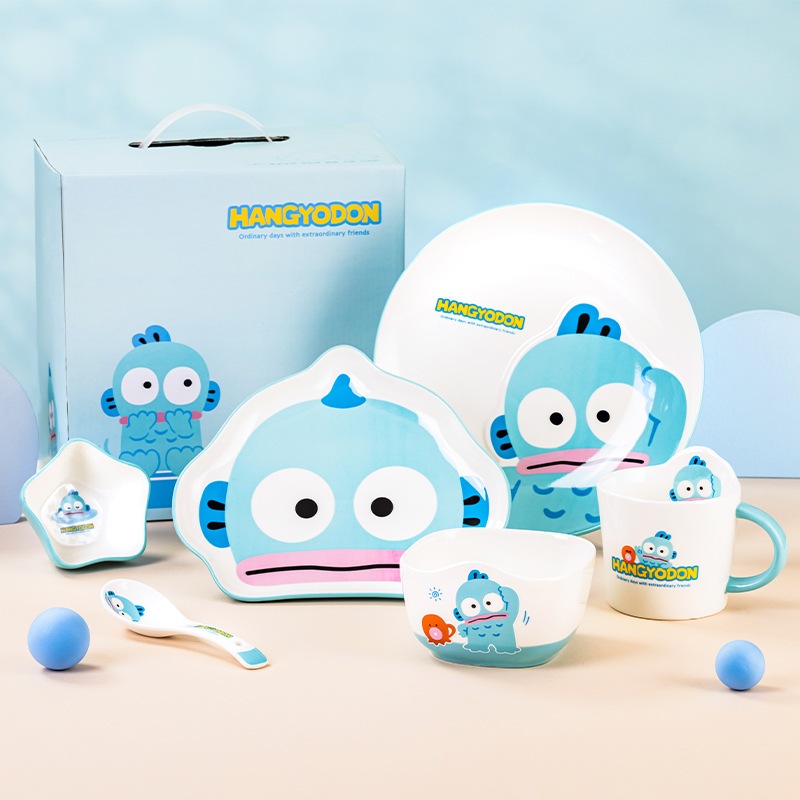 サンリオ 半魚人陶器食器セット 家庭用 創作漫画丼と皿の組み合わせセット 1人用 6点セット