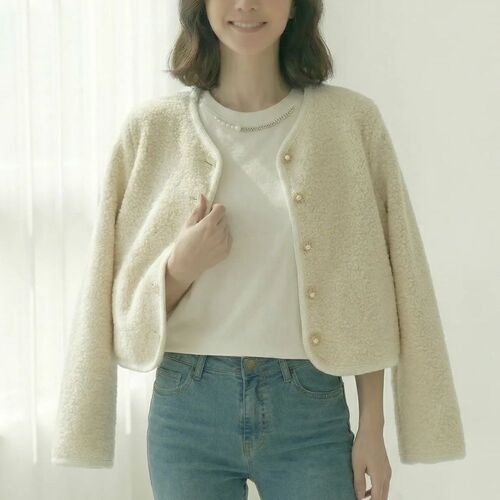 ボア クロップ カーディガン ショートジャケット