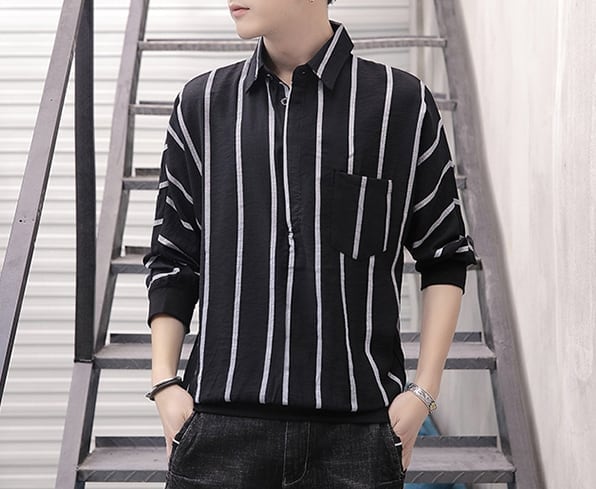 トップス 上着 人気 おすすめ おしゃれ お洒落 激安 安い プチプラ ポロシャツ 長袖 ロング 七分袖 レギュラーカラー オーバーサイズ ストライプ 可愛い かわいい かっこいい sh01 5,203円