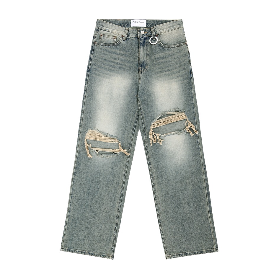 The boyz 着用] 워싱 찢어진 데님 팬츠