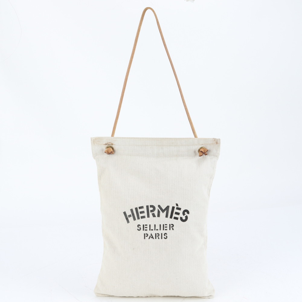 美品 アリーヌ GM トワルシェブロン レザー×キャンバス ショルダーバッグ 肩掛け トート ハンド A4 レディース RRE CQ37-10 中古