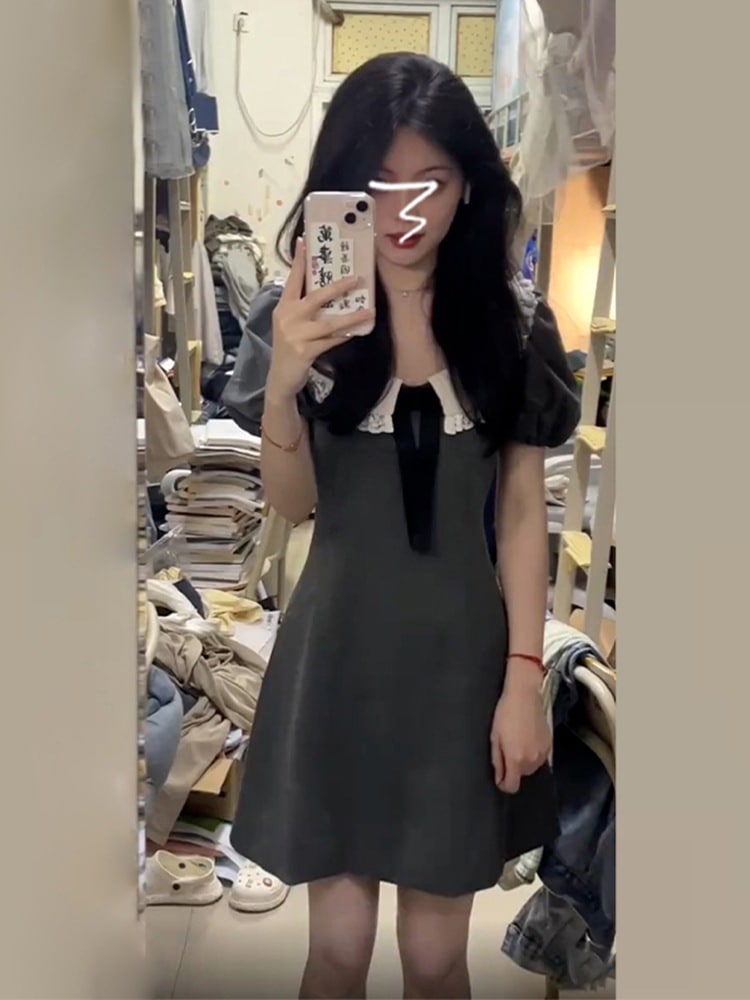 ドールカラードレス女性用サマーウエストショートスカートティーブレイクキキョウスーパーフェアリーミルキースイートプリンセスドレスリトル