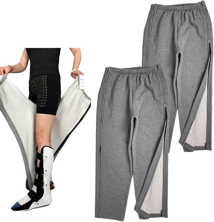 介護用ズボン フルオープン 寝たまま 簡単着替え 春夏秋冬 両脇ファスナー 全開 介護ズボン 介護用衣類 寝たきり 男女兼用 入院 骨折 高齢者 介護パンツ(グレー 2, M)