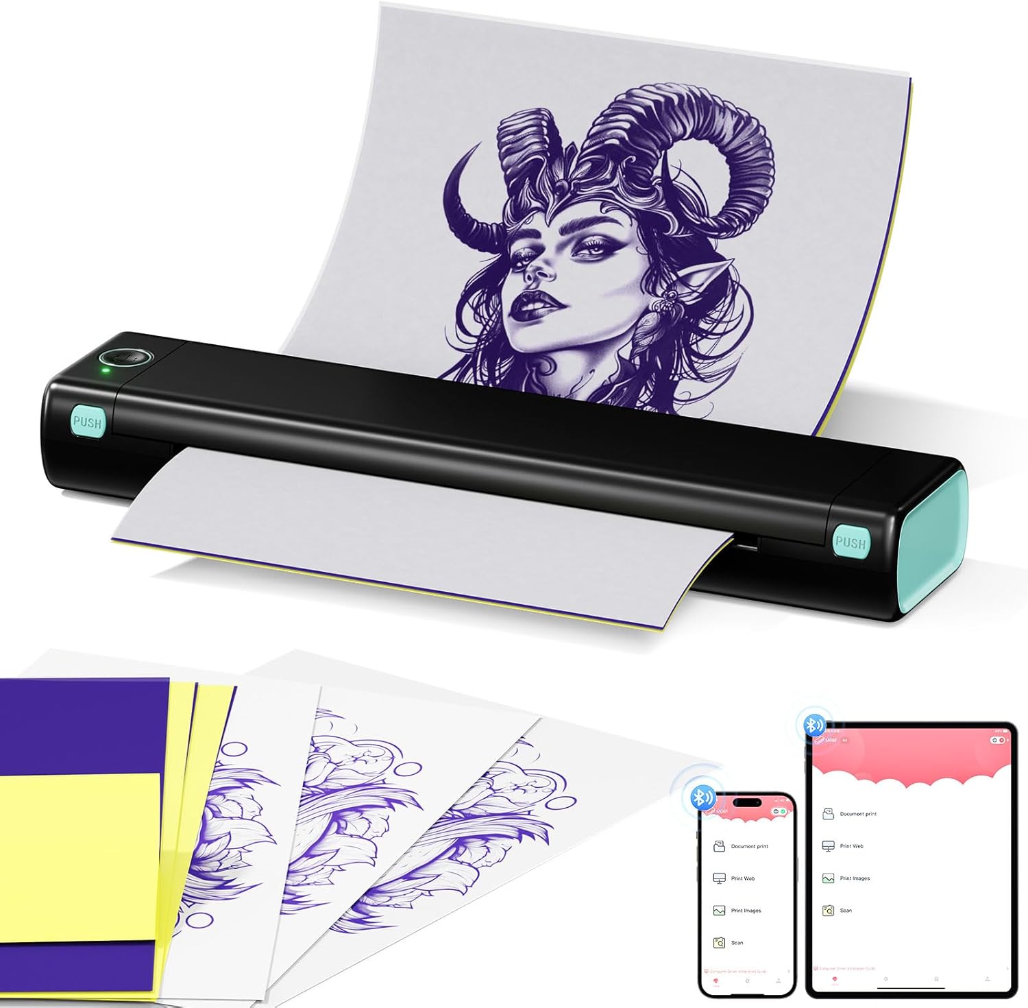 Itari M08F tattoo printer （黑） タトゥー用紙10枚付属 モバイルプリンター サーマルプリンタータトゥーマシン タトゥーマシーン 刺青コピー機 転写機 タトゥーマシーンセット