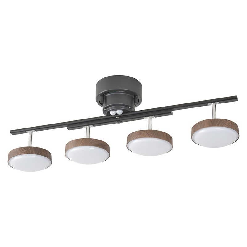 オーム電機　LED4灯シーリングライト ［8畳 / 電球色～白色 / リモコン付属］ ダークブラウン　LT-YLS4RC-K