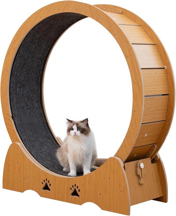 PETTOM 木製キャットホイール ネコ用 ルームランナー 木製 ランニングホイ