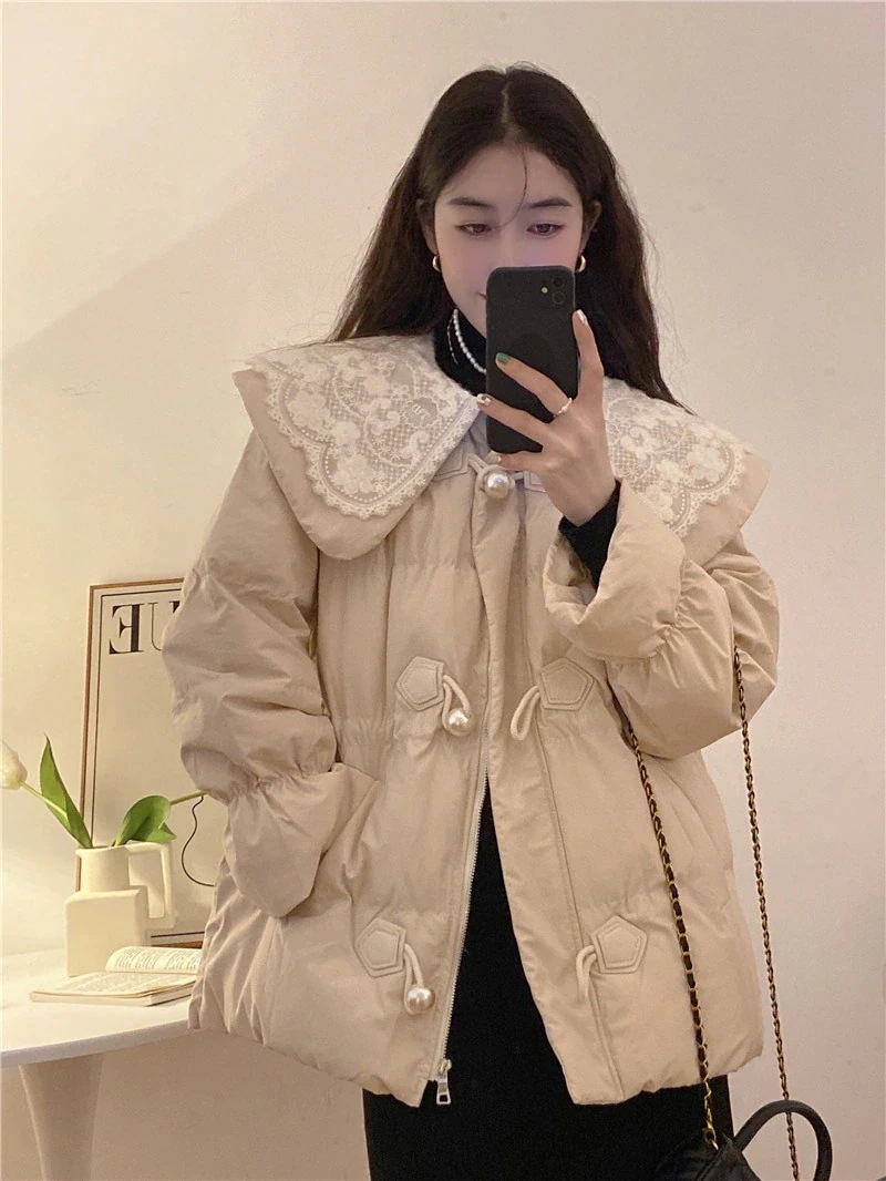 【新入荷】冬アウター冬ニュースタイル おしゃれ 可愛い レース 襟 中綿コート 百掛け 着痩せ 中綿コート 保温 防寒カジュア ひと足お先にボア はボアで決まり人気ボアアウターキルティングアウター