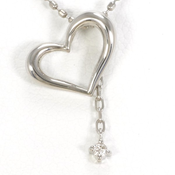 K10 10金 WG ホワイトゴールド ネックレス ダイヤ 0.01 約40cm ジュエリー 中古