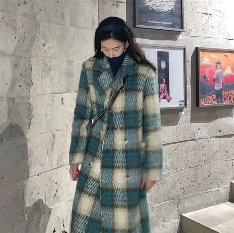 限定プライスレビュ ヴィンテージおしゃれなチェック柄 ウール気質コート 秋冬 ロングセクション ウール コート レディース 4,801円