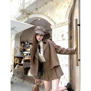秋冬 コーデ レディース ファッション オシャレ 服 カワイイ シンプル 大人カワイイ 大きいサイズ ゴールド ウール ウインドブレーカー カジュアル ジャケット