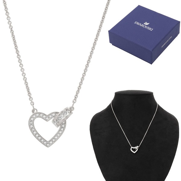 ネックレス 5636444 ラブリー クリスタル パヴェ ハート サークル インターロッキング ペンダント Lovely ホワイト シルバー 15,900円