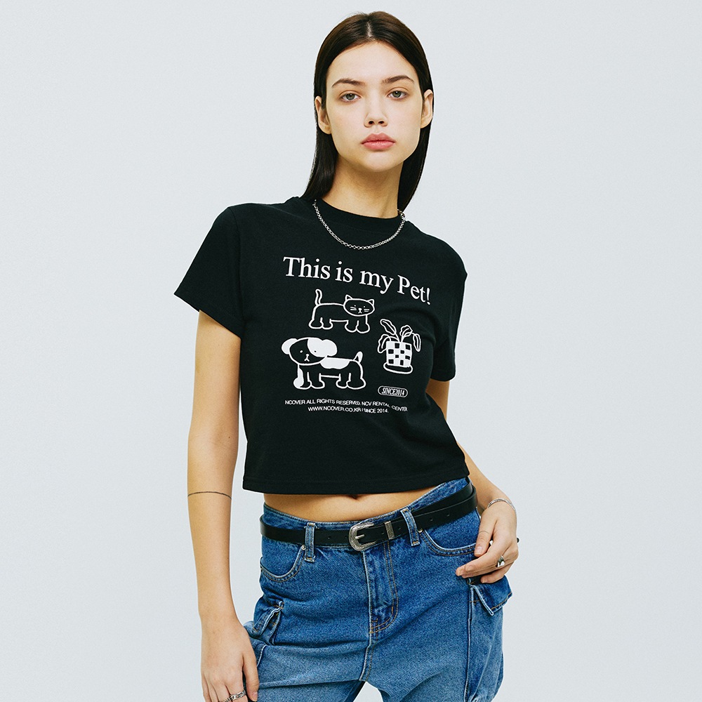 THIS IS MY PET CROP TSHIRT-BLACK