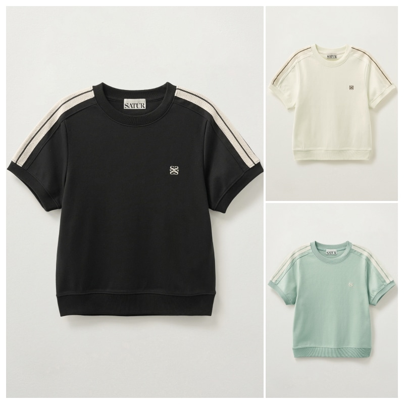 【SATUR】 (W) LAWTON CROP HALF SWEATSHIRT : 3COLORS