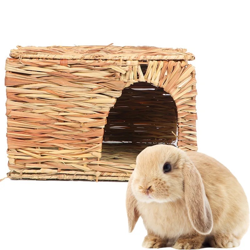 手織りのウサギの大臼歯のおもちゃ,ウサギの草のクッション,ハムスター植物のわらのケージ,ベッドマット,モルモットのペットアクセサリー