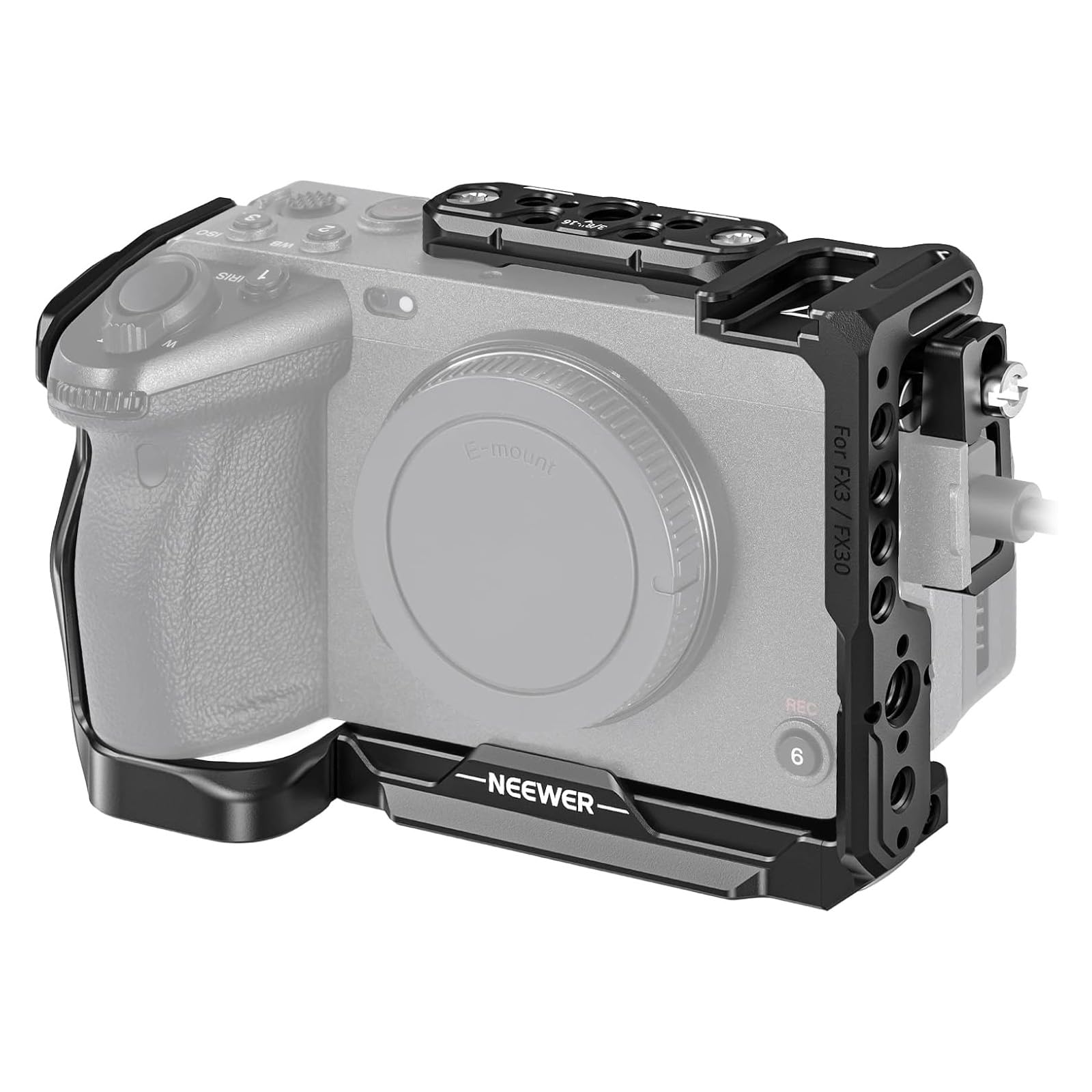 NEEWER カメラケージ HDMIケーブルクランプ NATOレール 3/8"ARRI 位置決め穴 1/4"ネジ コンパチブル FX3/FX30 オリジナルXLRハンドル CA011