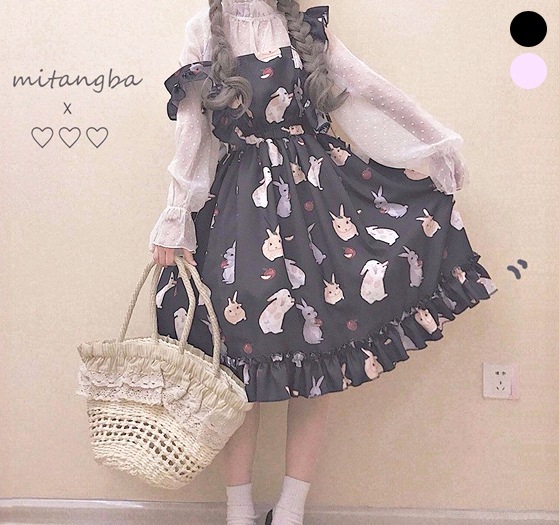 うさぎ ワンピース レディース ロリータ ゴスロリ 兎 ゆめかわいい 韓国 原宿系