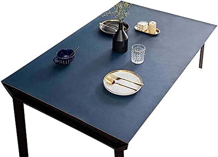 テーブルクロス PUレザーテーブルマット 無地 両面2色 北欧風 長方形 四季通用 お手入れ簡単 おしゃれ 耐久 汚れ防止 防水 防油(Blue/Yellow, 80x140cm)