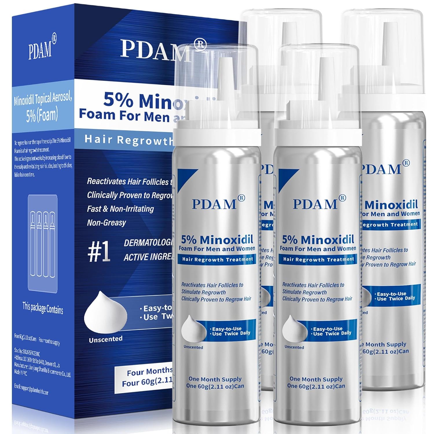 男性と女性のためのフォームヘアの成長 - 男性のための5%フォームヘアの再成長局所脱毛余分な強度の厚さとフラーヘア4ヶ月間4x2.11オンス
