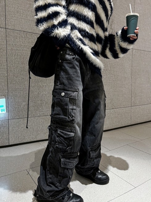 [COSYHARU公式]pigment multi cargo denim pants