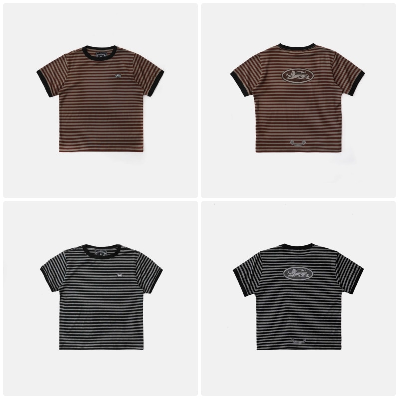 【BADBLOOD】[UNISEX] TINY LOGO JERSEY RINGER T-SHIRT : 2COLORS