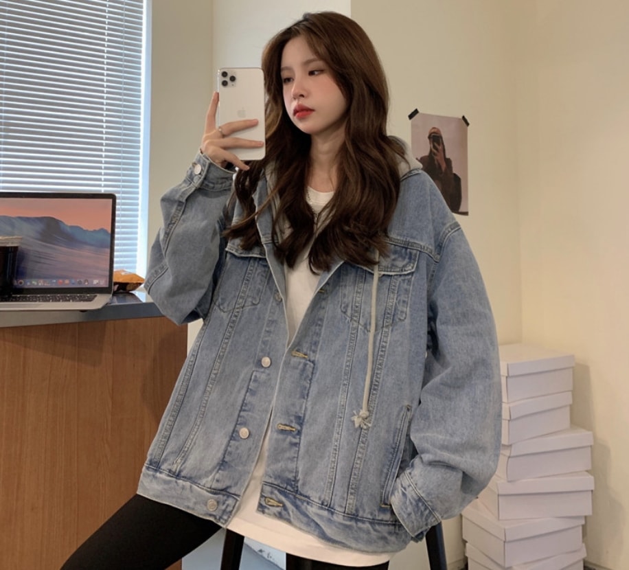 アウター Gジャン 上着 袖あり 長袖 ボリューム袖 萌袖 襟なし ワイド Iライン