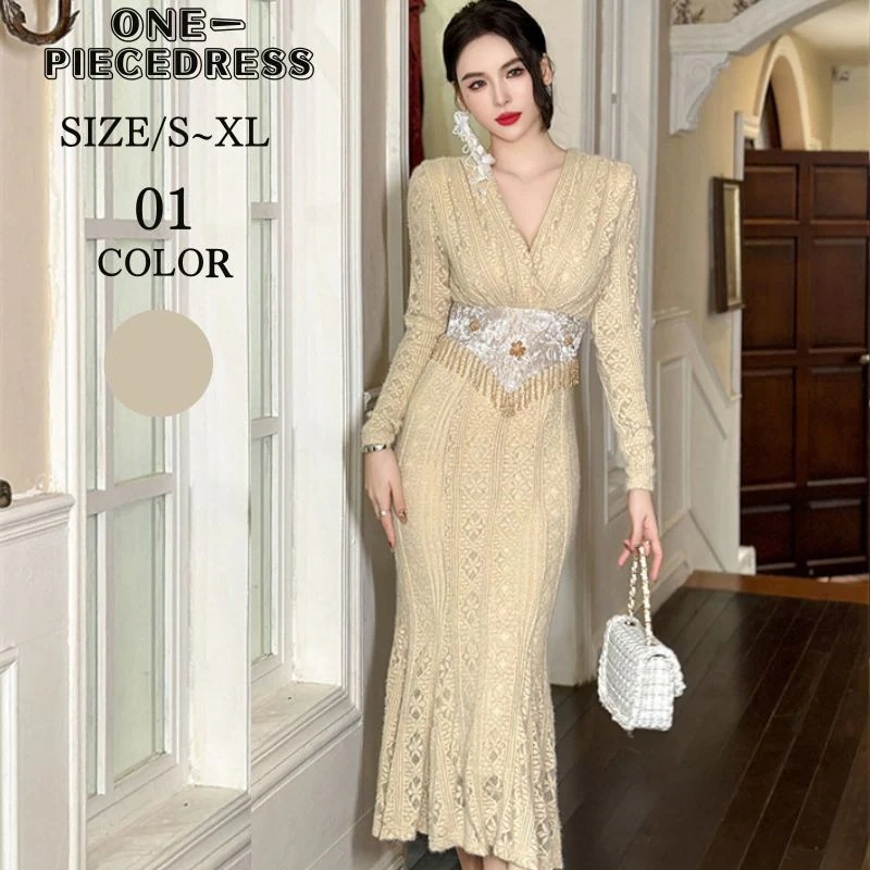 ワンピスドレス　ロング丈　タイトワンピース　パーティードレス　　フォーマルドレスエレガント　姫系　長袖　セクシー上品 大人 きれいめ おしゃれ スナック パーティー　エレガント　結婚式 ドレス 20