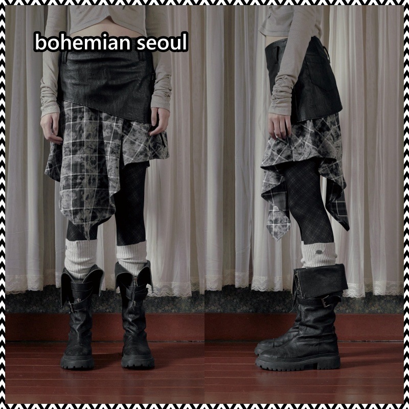 bohemian seoul DESTROYED DENIM LONG SKIRT