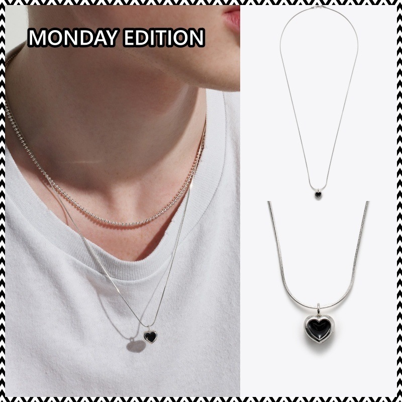 MONDAY EDITION BABY HEART BLACK NECKLACE