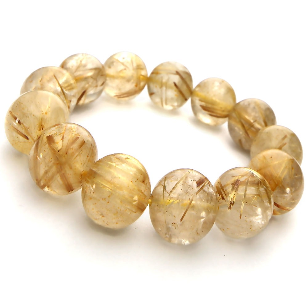 ゴールドルチルクォーツ ルチルクォーツ ブレスレット 15mm パワーストーン ブレスレット メンズ レディース 天然石 数珠 アクセサリー メンズブレスレット レディースブレスレット パワ h852