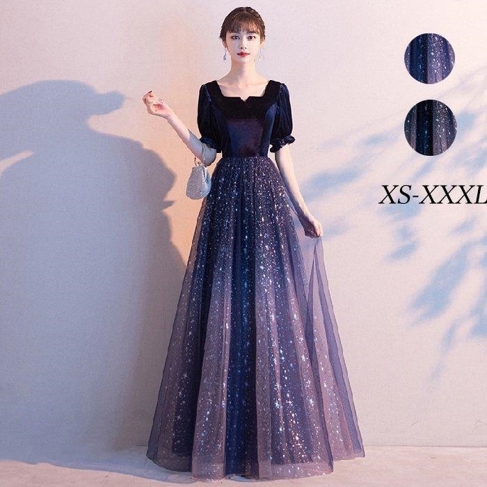 演奏会ロングドレスキラキラ袖付きピアノ半袖成人式同窓会卒業式大人ステージ二次会花嫁母親発表会Aライン結婚式ドレスウエディング