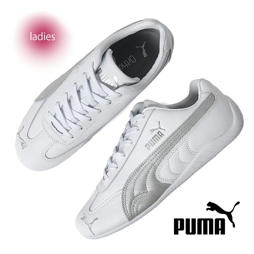 PUMA プーマ スピードキャット レザー スニーカー SPEEDCAT LTH WHITE/SILVER ( 白 ホワイト スエード シルバー レディース ウィメンズ 401603-03 )