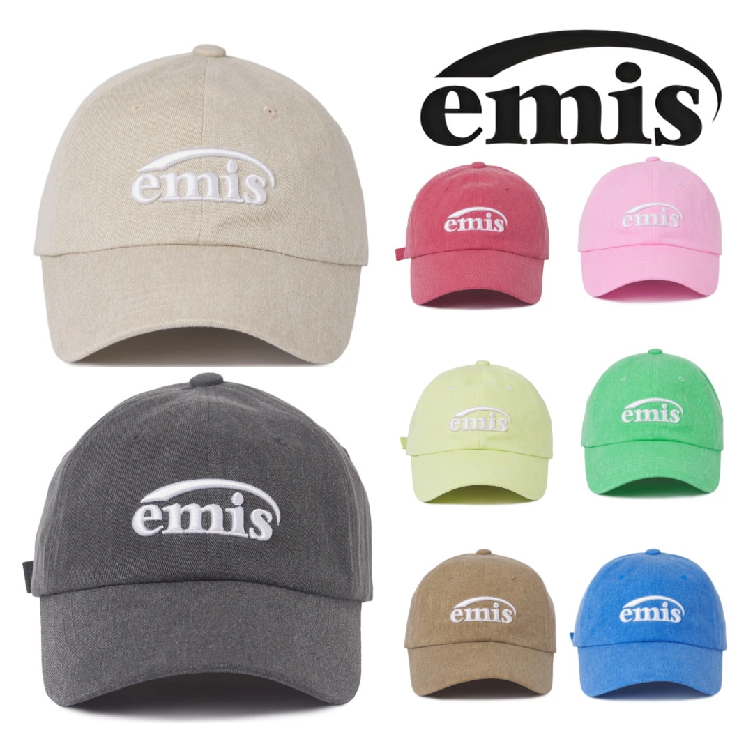 NEW LOGO PIGMENT BALL CAP 8color 韓国のファッションブランド emis 韓国芸能人チョン·ヘイン着用デニム帽子/ 芸能人帽子/ アイドル帽子