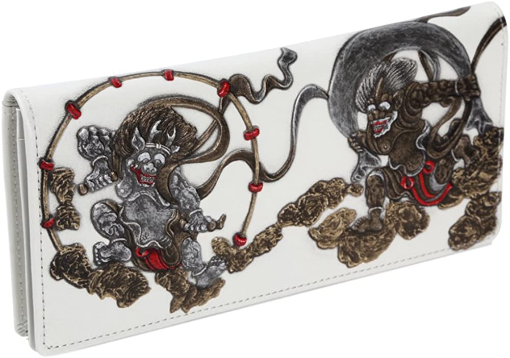 【新規OPEN】【期間限定セール】【激安】【新品未使用】風神雷神浮き押し加工　オイル牛革　日本製　ロングウォレット　TK-001　白