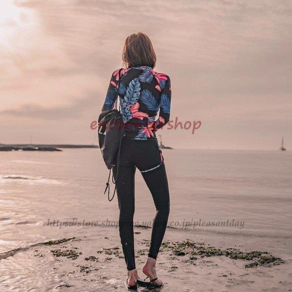 体型カバー 水着 レディース 上下セット 長袖 おすすめ レギンス ダイビング フィットネス水着 3点セット ショートパンツ M L XL 30代 40代 50代 60代