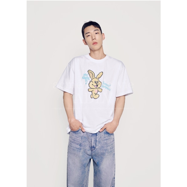 [ADLV]MY NAME IS FUZZY RABBIT SHORT SLEEVE T-SHIRT/追跡付 24SS] MY NAME IS FUZZY RABBIT SHORT SLEEVE T-SHIRT CREAM