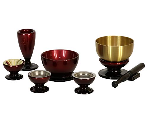 家具調仏具5点セット「このはな 小サイズ」五具足+おりんセット ワインボカシ 小