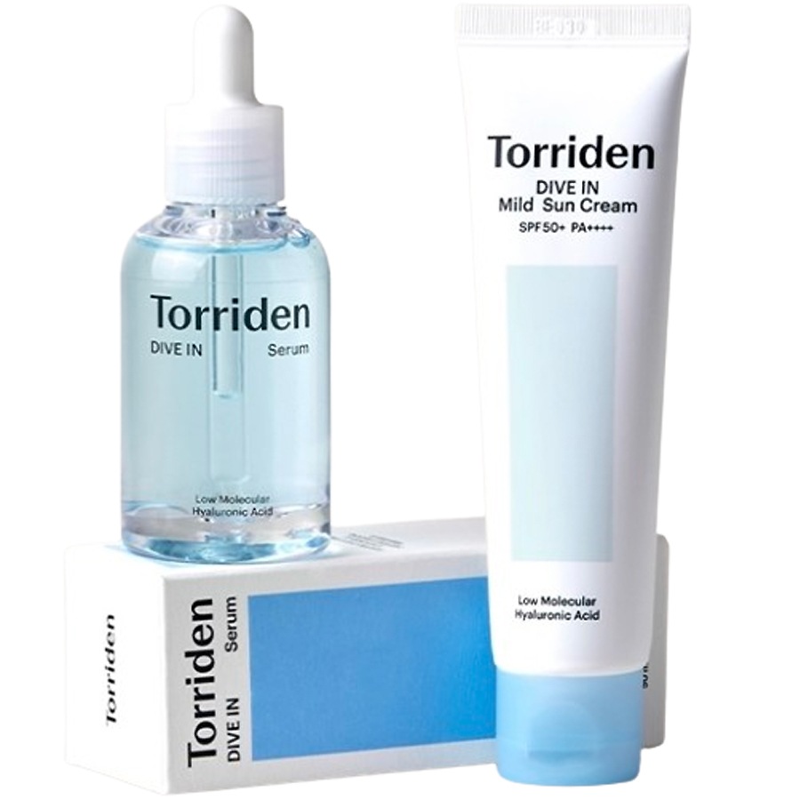 [2種類セット]ダイブの低分子ヒアルロン酸セラム50ml+日焼け止め60ml ヒアルロン酸を含んだ空色の水分セラムが肌にさわやかに染み込み乾きやすい肌の中までつっぱらずしっとりとうるおいを与えます[