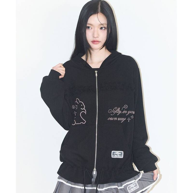 ILLIGO クロシェ ラビット フード付きジップアップ ブラック 26SPOUT02BK 397523