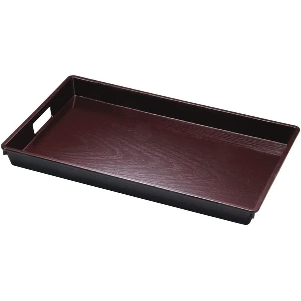 J-kitchens お盆 日本製 プレゼント用 盆 トレー 滑らない Ａ）尺9木目脇取盆新溜ＳＬ 57.5cm x 36.3cm x 4.3cm