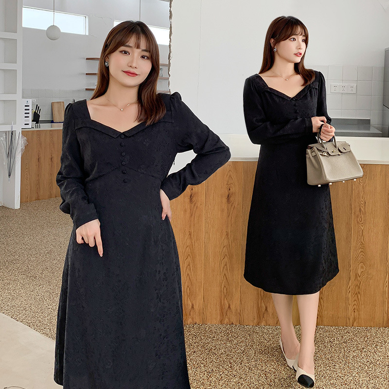 6L 4L 韓国ファッション ワンピース 秋冬 大きいサイズ マタニティ 体型カバー ゆったり 通勤 着痩せ 30代 40代 50代 60代梨の体型秋の装いの大きいサイズの減齢気質ジャカードワンピー 8,010円