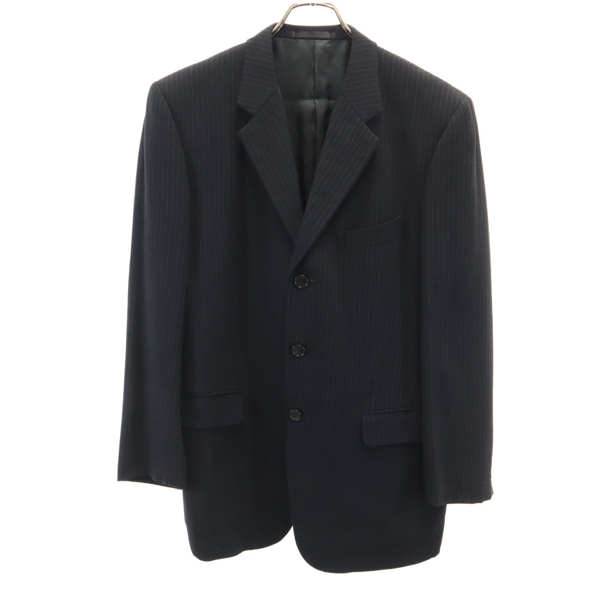 Paul Smith LONDON ポールスミスロンドン 日本製 ストライプ柄 テーラードジャケット L ブラック ブレザー メンズ 古着