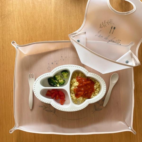 3色から選べる ベビーギフト もぐもぐ5点セット 食器 エプロン マット 一式 Lien de famille おしゃれで可愛い