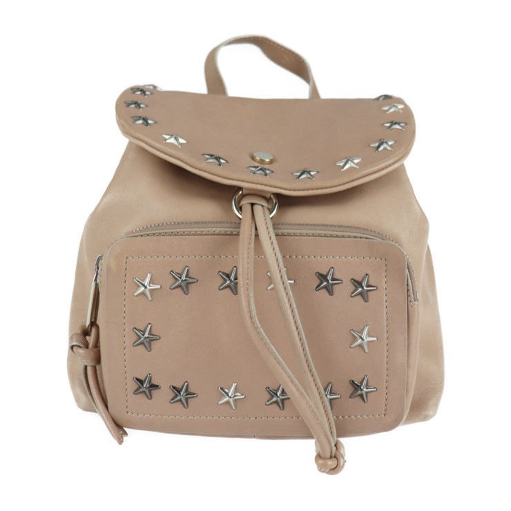 JIMMY CHOO ジミーチュウ リュック・デイパック - SUKI スキ レザー ピンクベージュ 2WAY ワンショルダーバッグ ミニ バックパック スタースタッズ 本物保証 中古