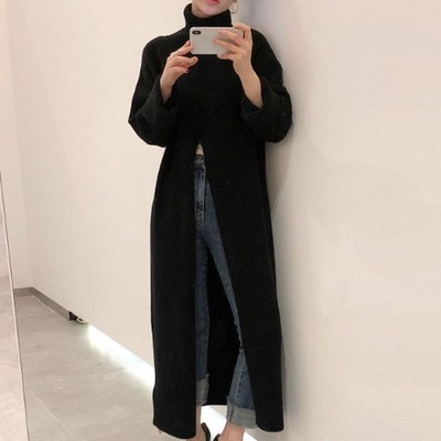 ワンピース ニットワンピース トップス ロング ロング丈 袖あり 長袖 タートルネック 切り替えデザイン スリット入り ニット かわいい 大人可愛い きれいめ シンプル 大人 上品 お洒落 レトロ